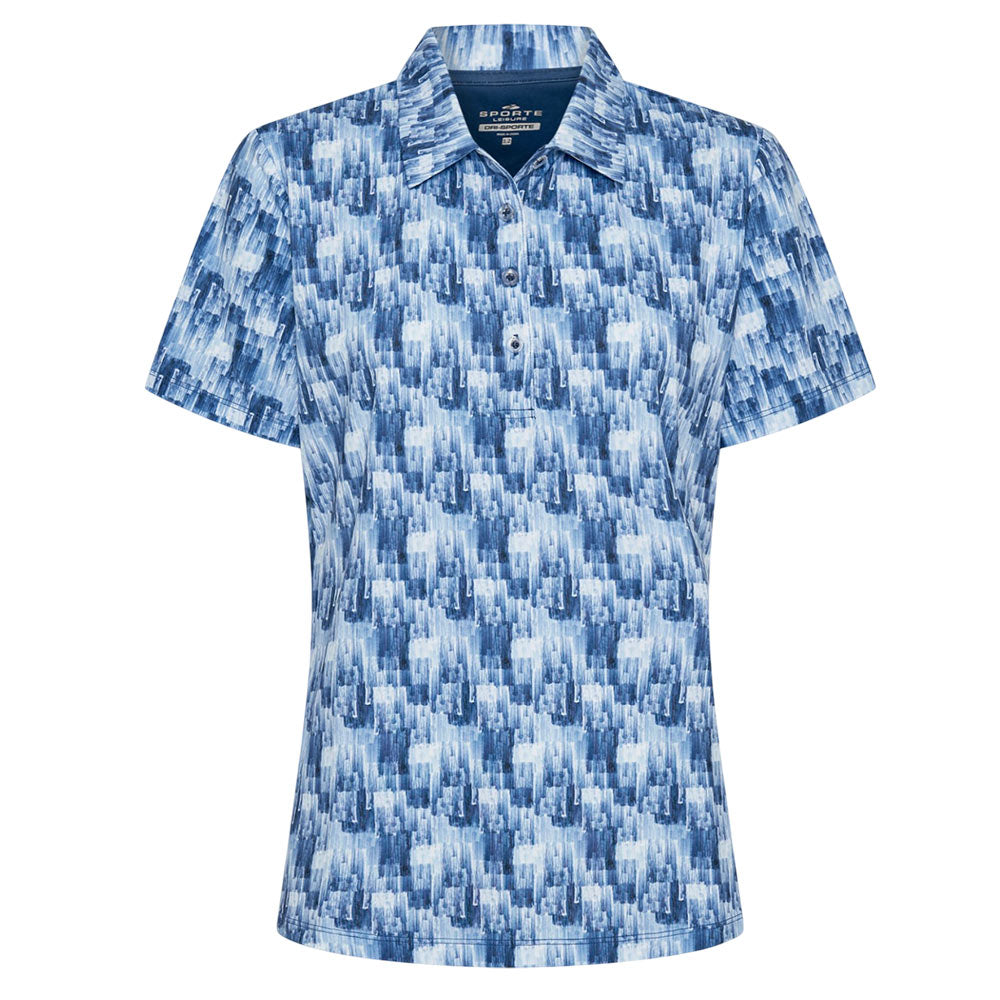 Sporte Leisure Womens Canvas Short Sleeve Polo BA Logo - Azure Blue