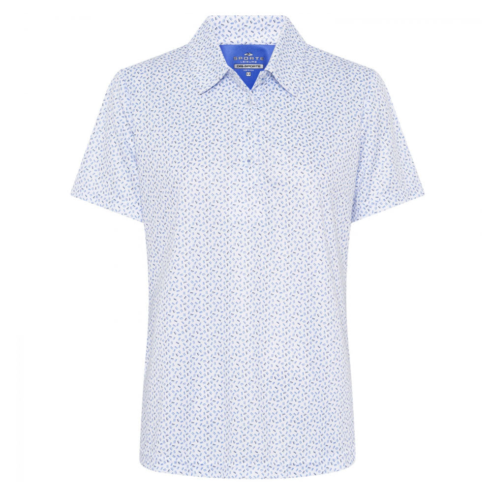 Sporte Leisure Womens Flare Short Sleeve Polo BA Logo - Blue