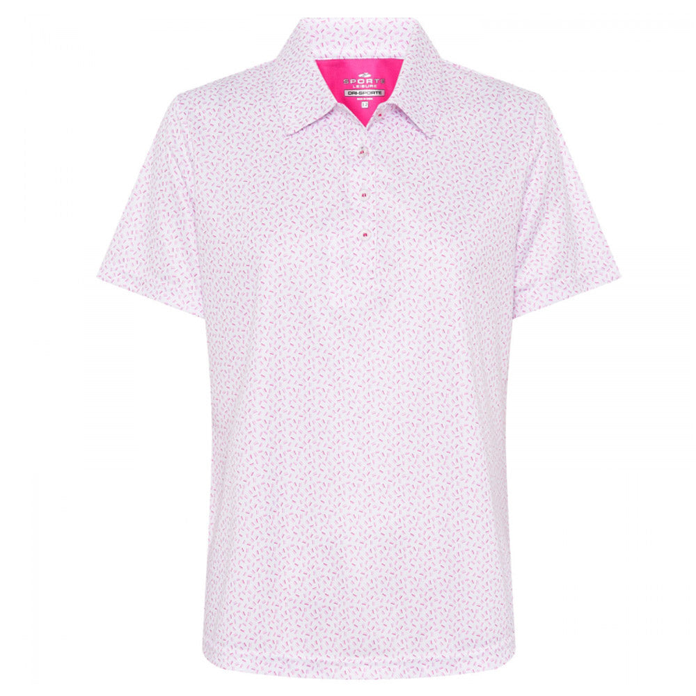 Sporte Leisure Womens Flare Short Sleeve Polo BA Logo - Pink