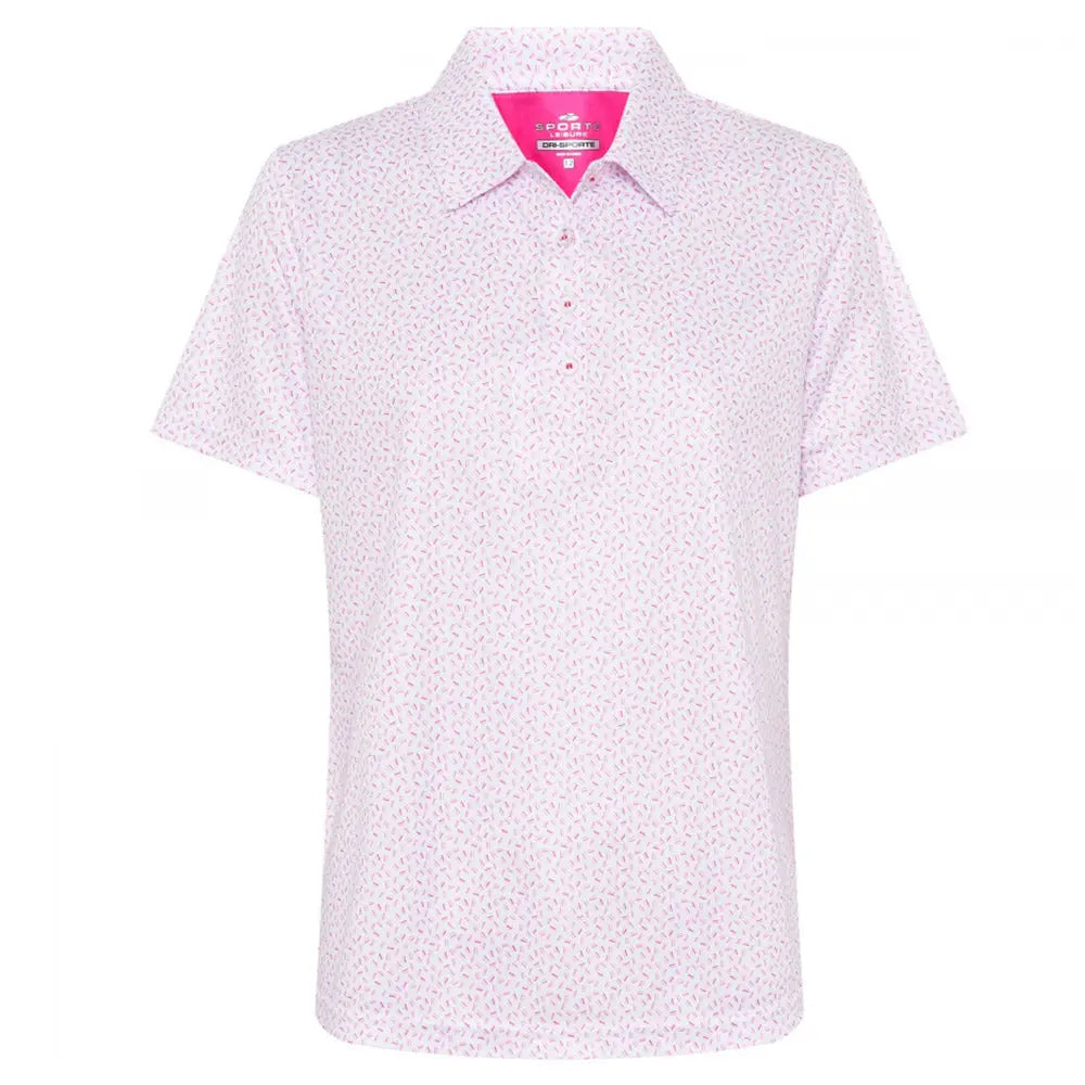 Sporte Leisure Womens Flare Short Sleeve Polo BA Logo - Pink - Bowls City