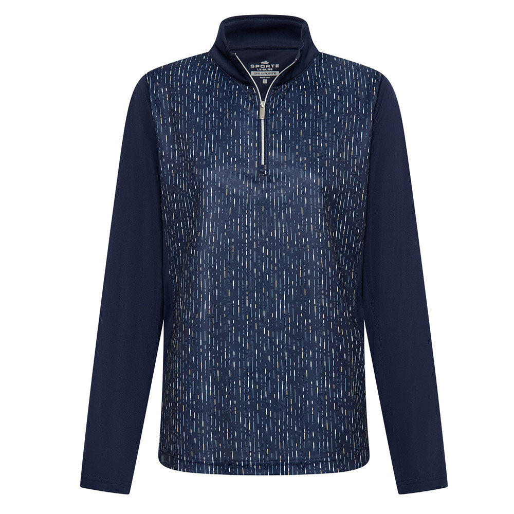 Sporte Leisure Womens Rain Long Sleeve Polo BA Logo - Navy/Ice