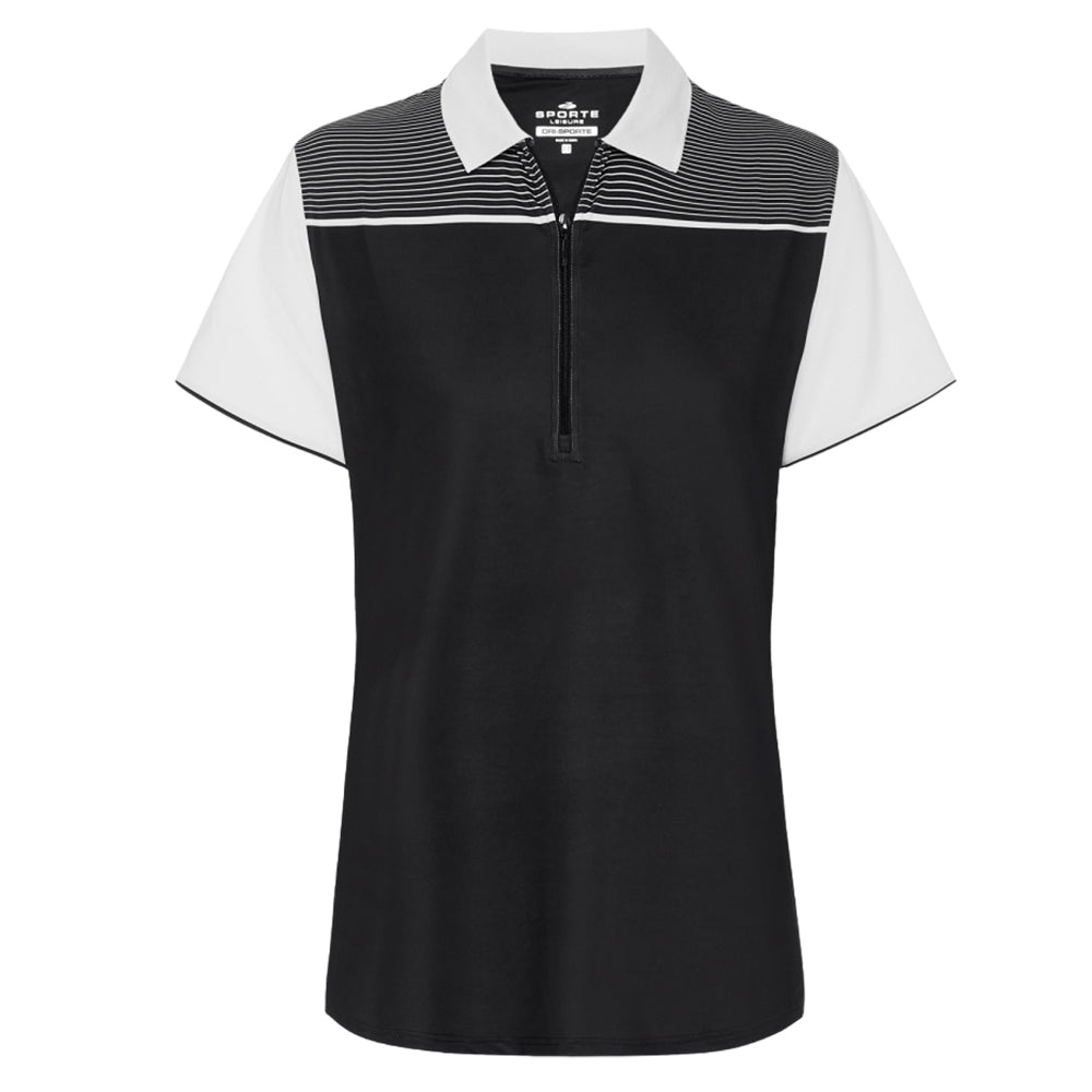 Sporte Leisure Womens Rise Short Sleeve Polo BA Logo -Black
