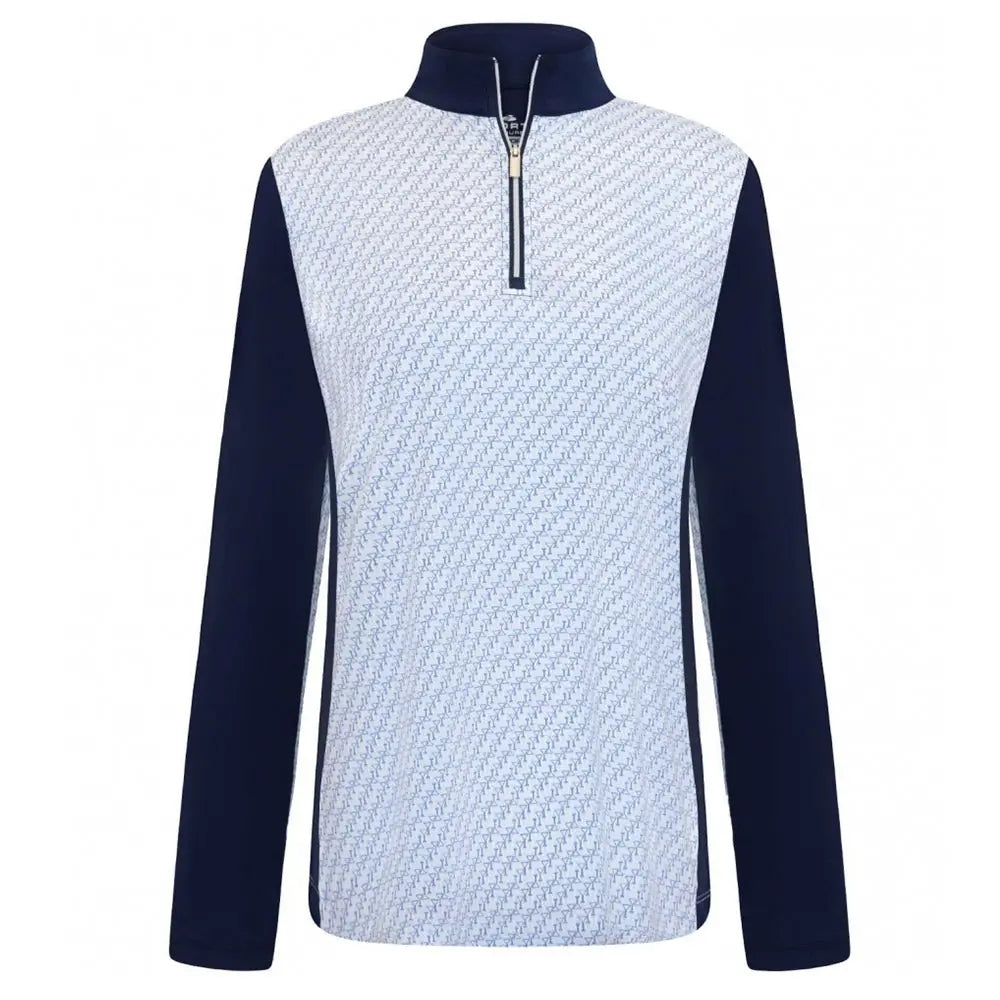 Sporte Leisure Womens Sugar Long Sleeve Polo BA Logo - White/Navy - Bowls City