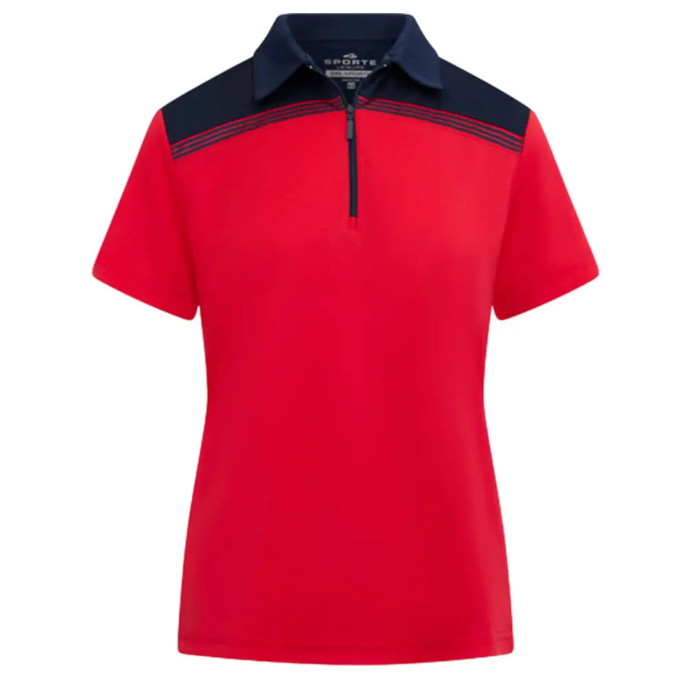 Sporte Leisure Womens Edge Short Sleeve Polo BA Logo  - Red - Bowls City