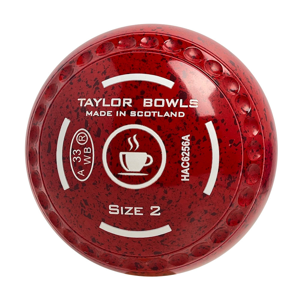 Taylor SR Lawn Bowls Size 2 Heavy Gripped Red/Maroon - HAC6256A