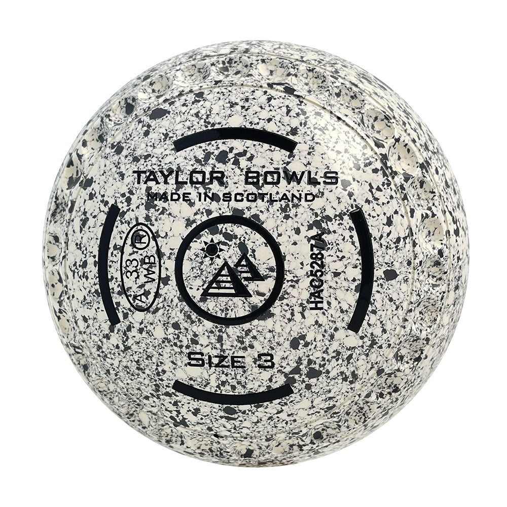 Taylor SR Lawn Bowls Size 3 Heavy Gripped White Grey - HAC5287A