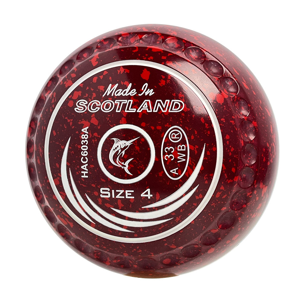 Taylor SRV Lawn Bowls Size 4 Heavy Gripped Maroon/Red - HAC6038A