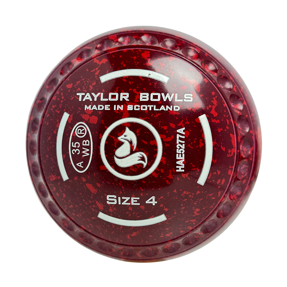 Taylor Redline SR Lawn Bowls Size 4 Heavy Gripped Maroon/Red - HAE5277A