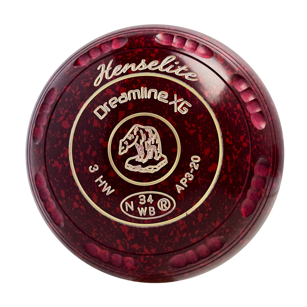 Henselite Dreamline XG Lawn Bowls Size 3 Heavy Gripped - Ruby Rich AP3-20