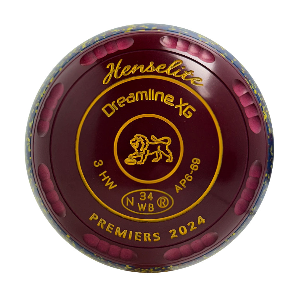 Henselite Dreamline XG LTD AFL Lawn Bowls Size 3 Heavy Gripped - Brisbane Lions Premiers 2024 AP6-69