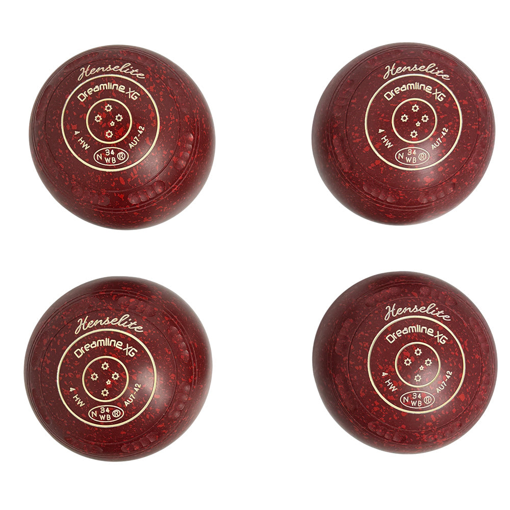 Henselite (Pre-Owned) Dreamline XG Lawn Bowls Size 4 Heavy Gripped - Ruby Rich