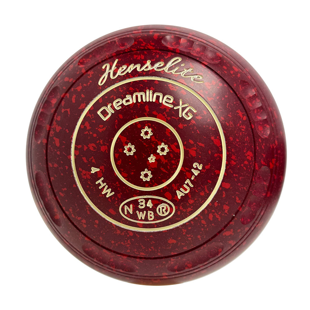 Henselite (Pre-Owned) Dreamline XG Lawn Bowls Size 4 Heavy Gripped - Ruby Rich