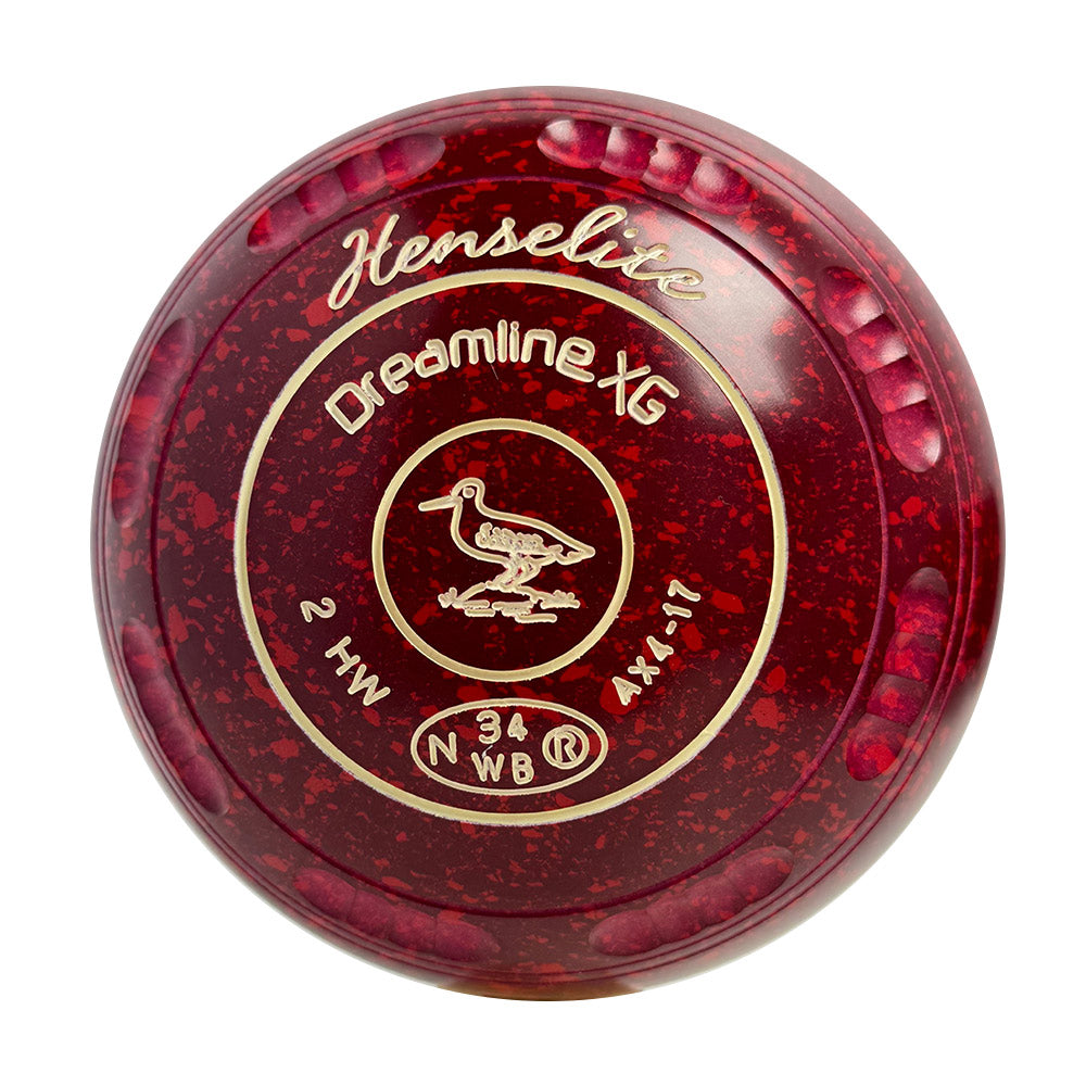 Henselite Dreamline XG Lawn Bowls Size 2 Heavy Gripped - Ruby Rich  AX4-17
