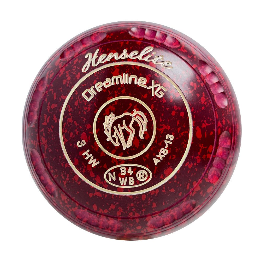 Henselite Dreamline XG Lawn Bowls Size 3 Heavy Gripped - Ruby Rich  AX8-13