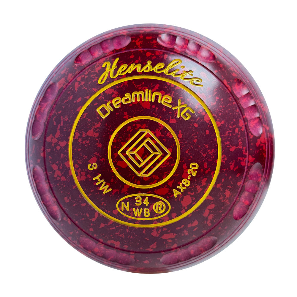 Henselite Dreamline XG Lawn Bowls Size 3 Heavy Gripped - Ruby Rich  AX8-20