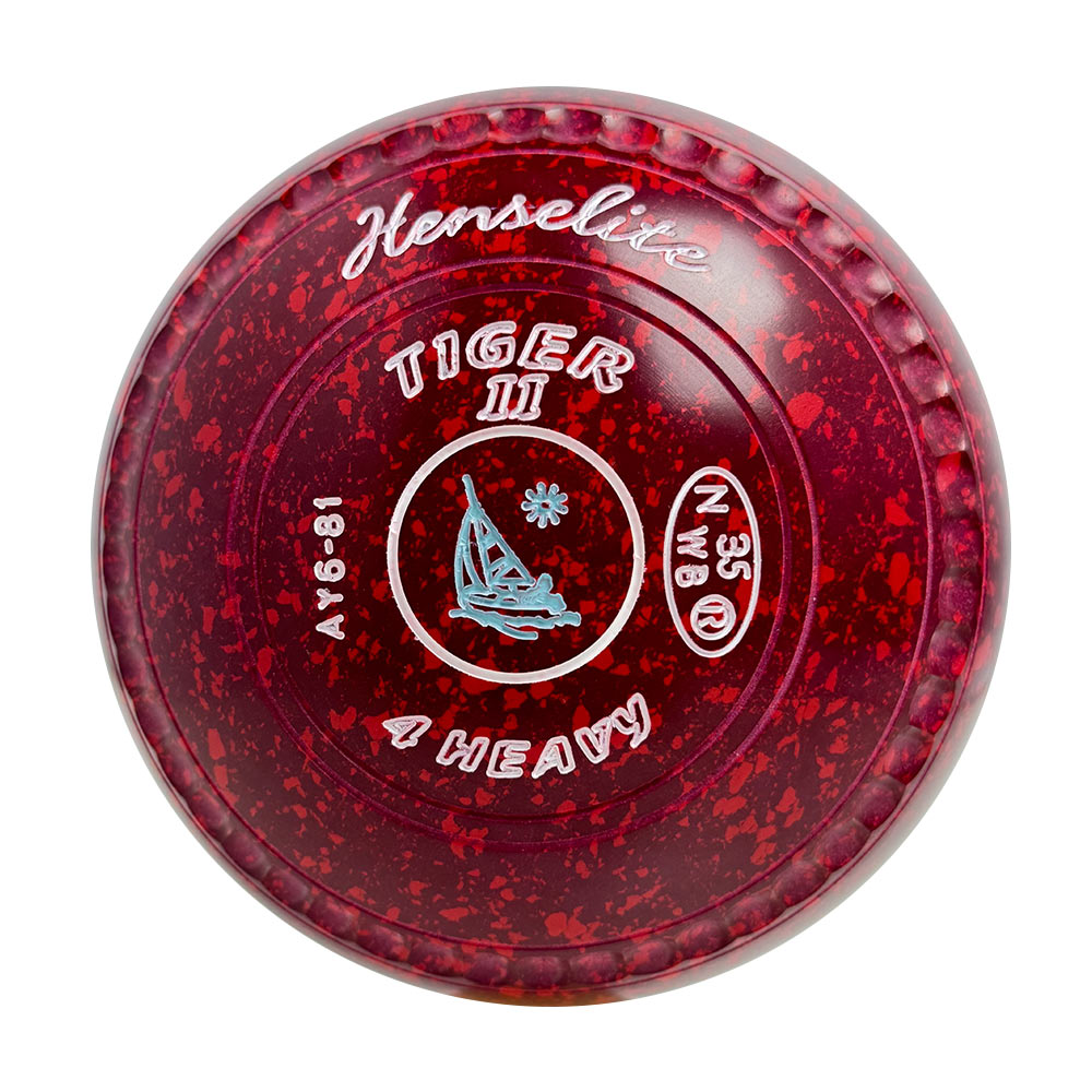 Henselite Tiger II Lawn Bowls Size 4 Heavy Gripped - Ruby Rich AY6-81