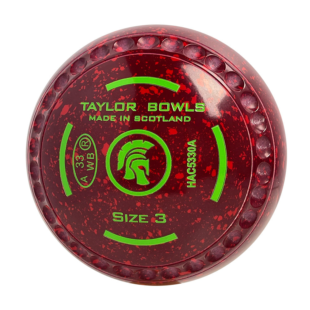 Taylor SR Lawn Bowls Size 3 Heavy Gripped Maroon/Red - HAC5330A