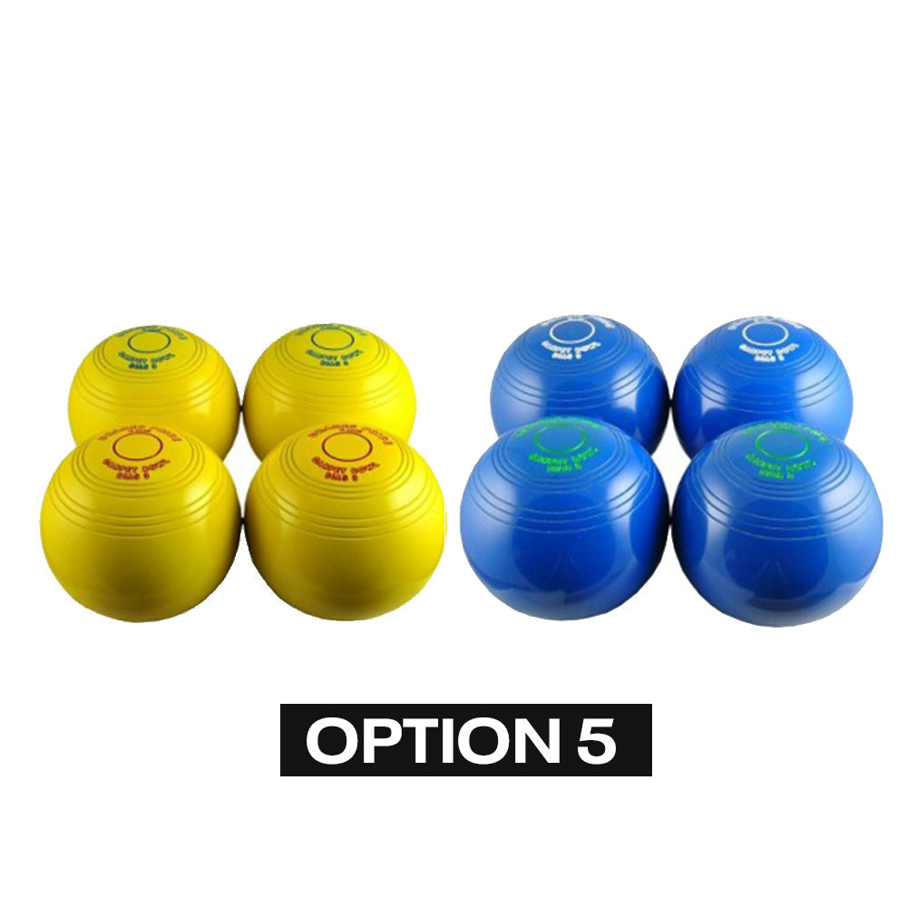 Drakes Pride 3 7/8" Carpet Bowls Set - 8 Bowls Coloured Drakes Pride