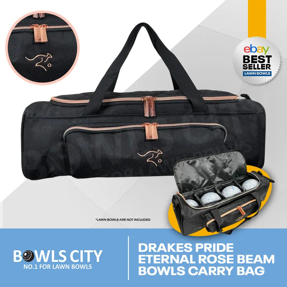 New Black Quilted Style 4 Lawn Bowls Beam Bag - Black - Bowls City