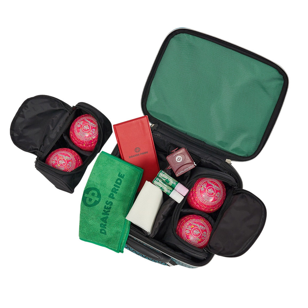 Drakes Pride Horizon MK3 Locker Trolley Lawn Bowls Bag - Walnut/Green