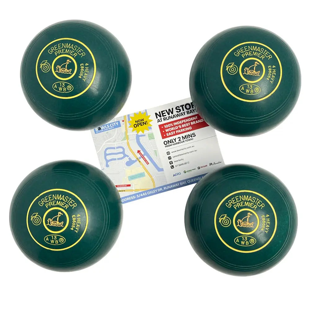 Greenmaster (Pre-Owned) Premier Lawn Bowls Size 4 Heavy Non-Gripped - Green - E86054 Greenmaster