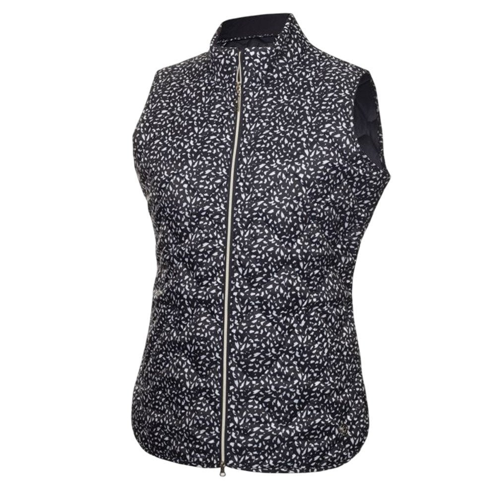 Green Lamb Womens Karina Quilted Vest - Navy Stencil Print