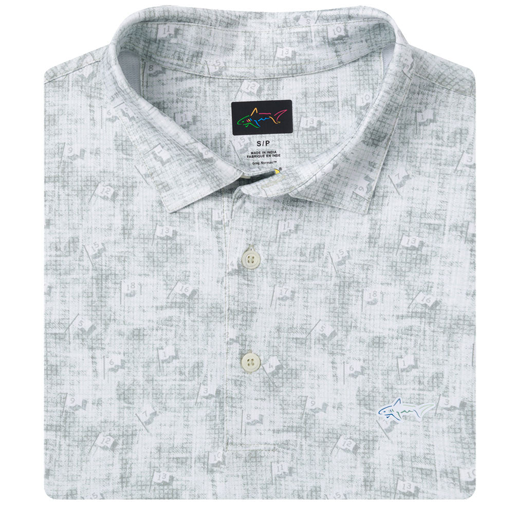 Greg Norman Mens Golf Flags Short Sleeve Polo - Gravel
