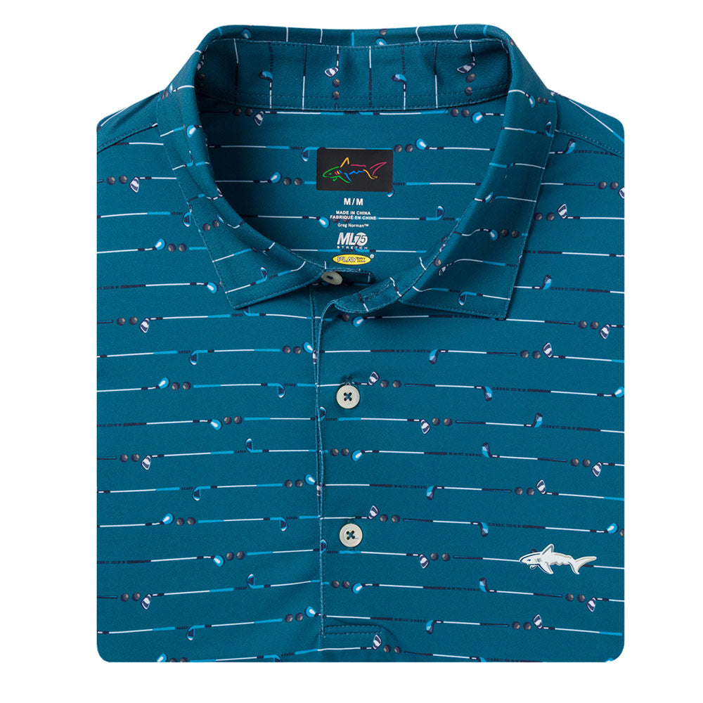 Greg Norman Mens Golf Club Stripe Polo - Vivid Teal