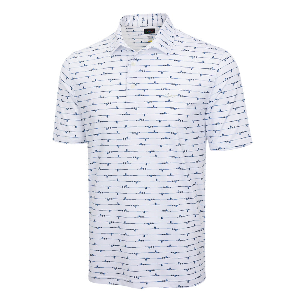 Greg Norman Mens Golf Club Stripe Polo - White