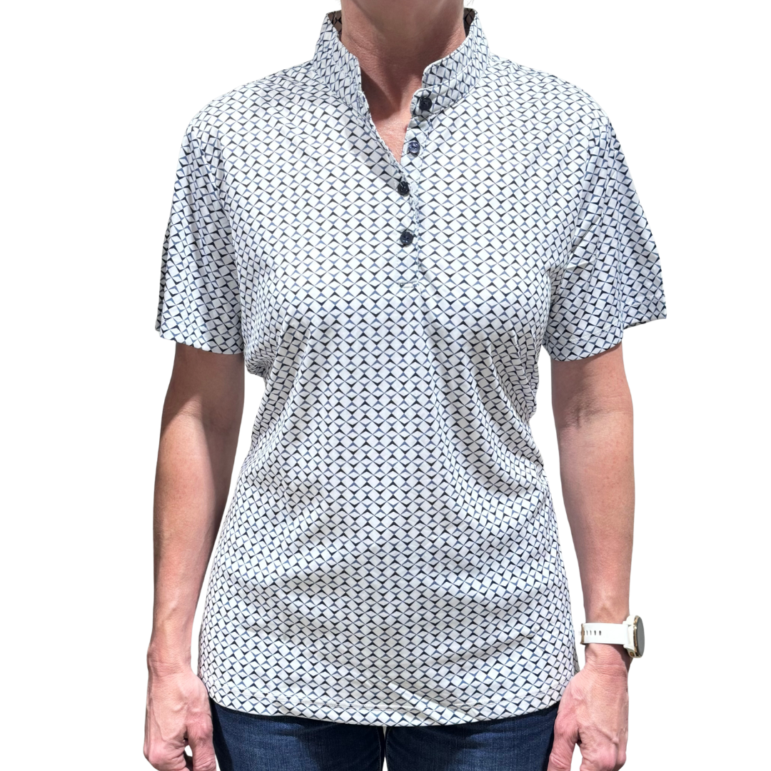 Greg Norman Womens Short Sleeve Printed Polo -Navy