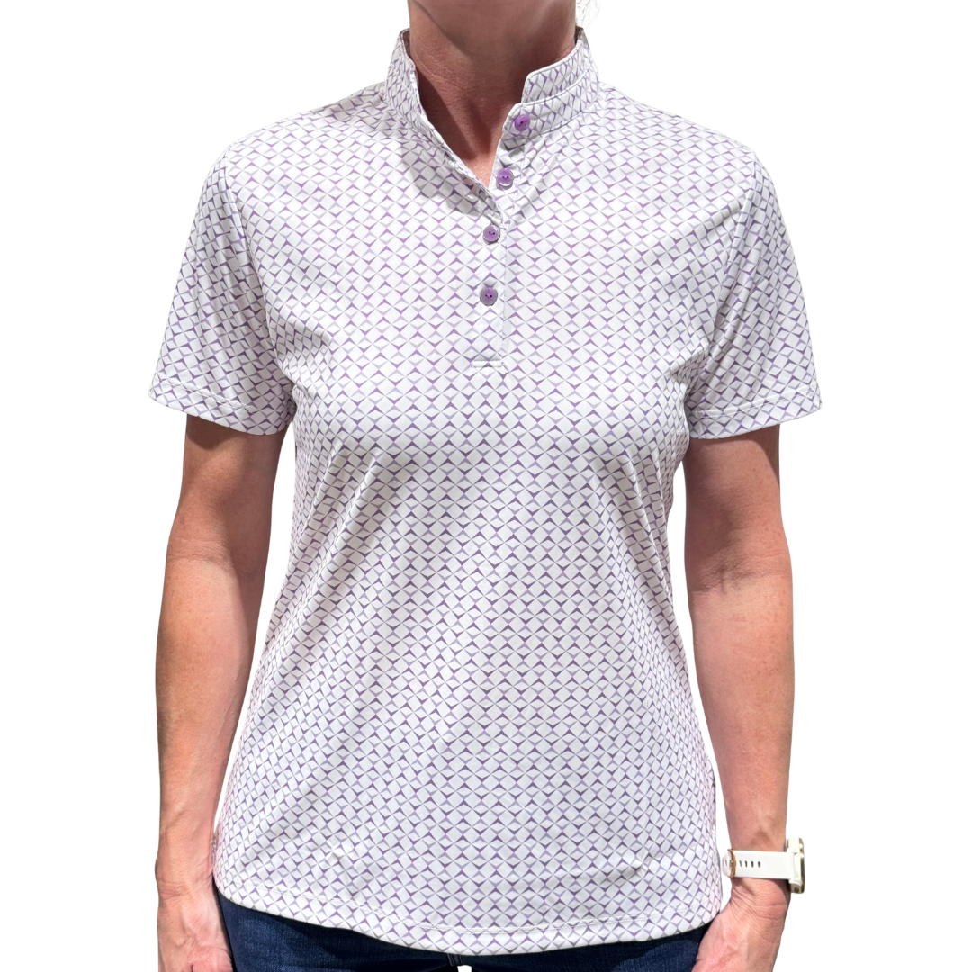Greg Norman Womens Short Sleeve Printed Polo - Purple Dahlia