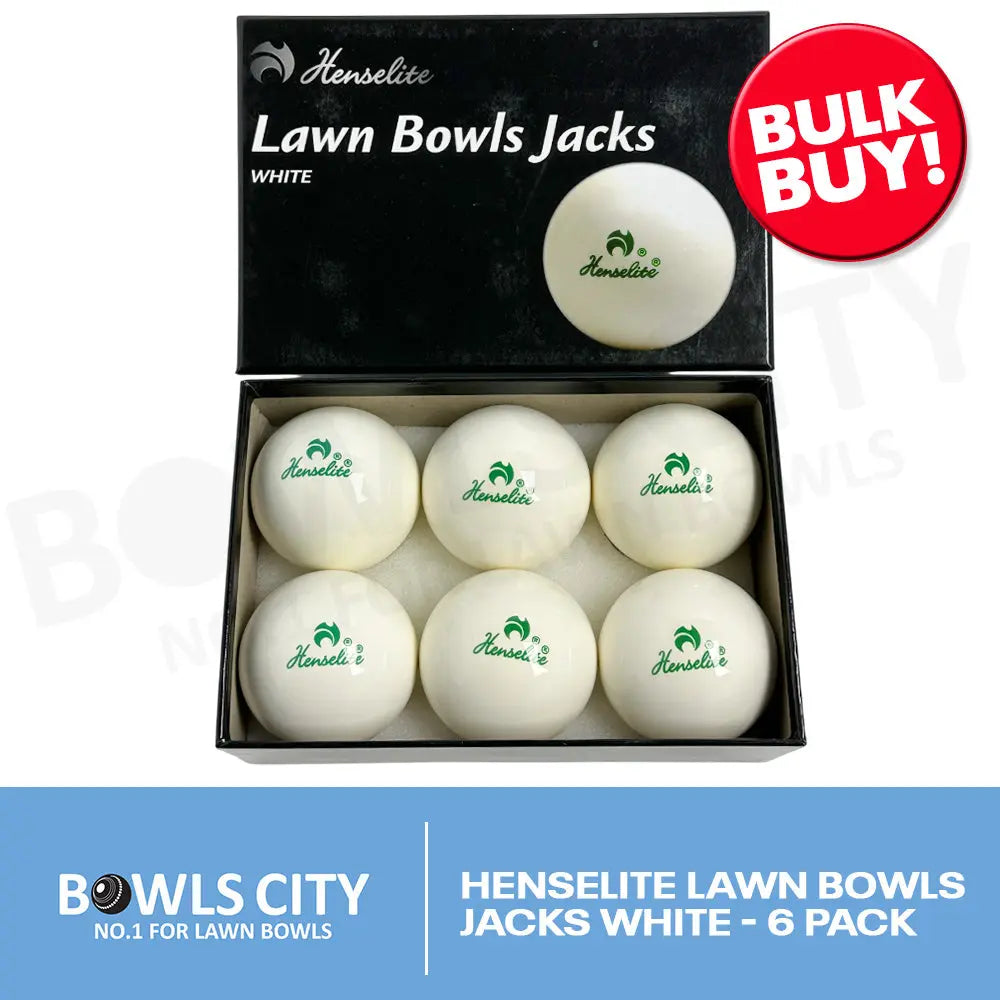 Henselite Lawn Bowls Jacks White - 6 Pack - Bowls City