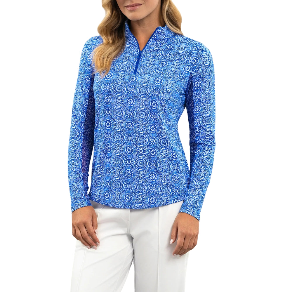 Ibkul Womens Amani Mock Neck Polo
