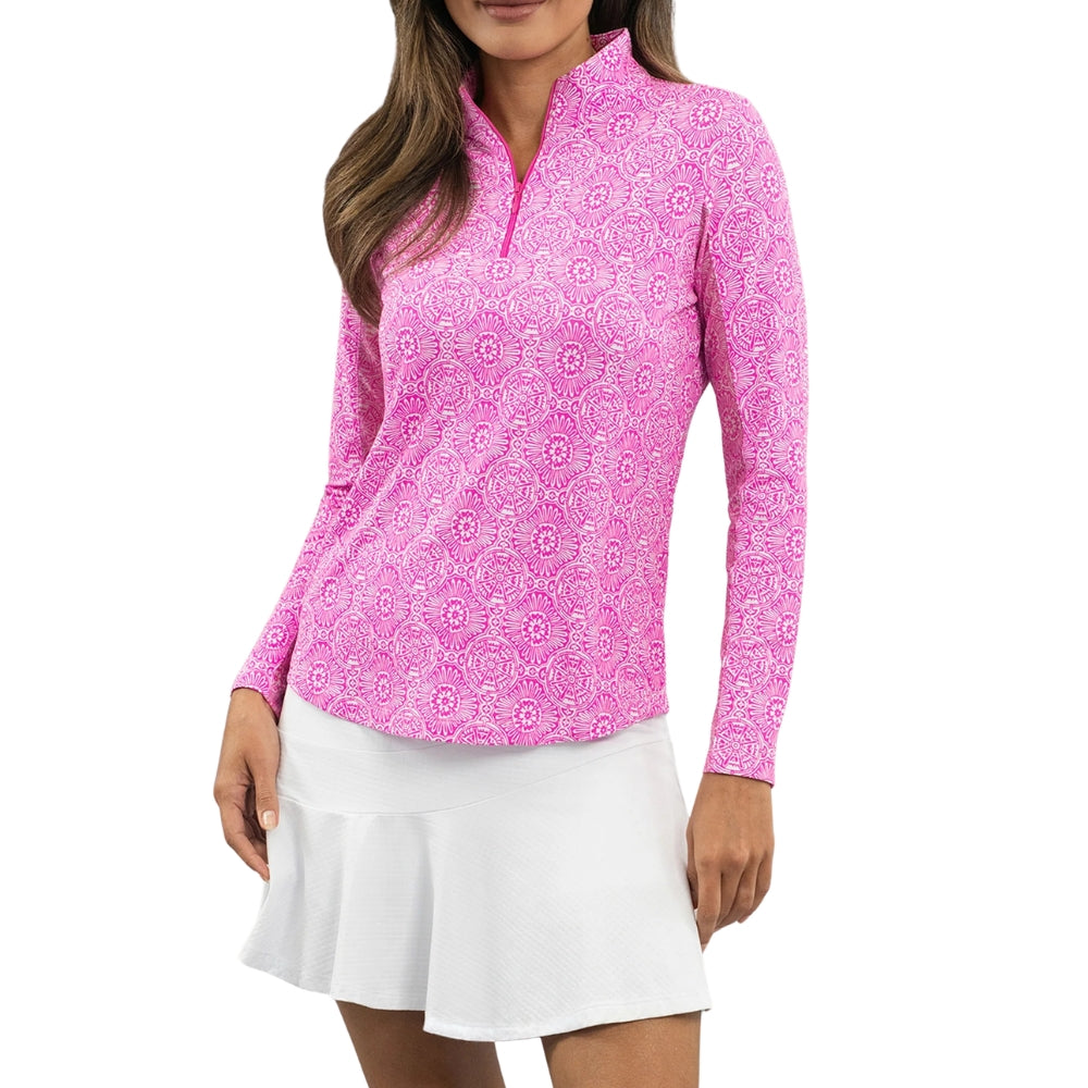 Ibkul Womens Amani Mock Neck Polo