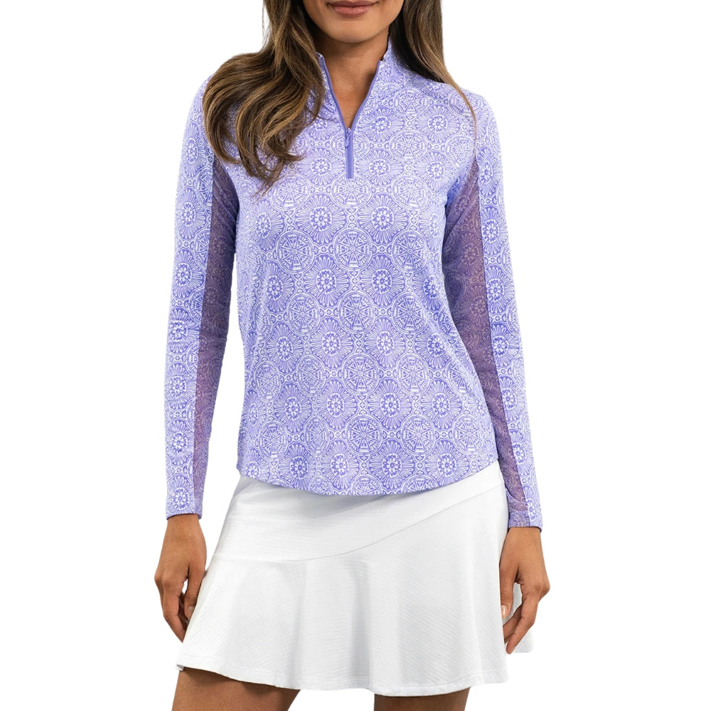 Ibkul Womens Amani Mock Neck Polo