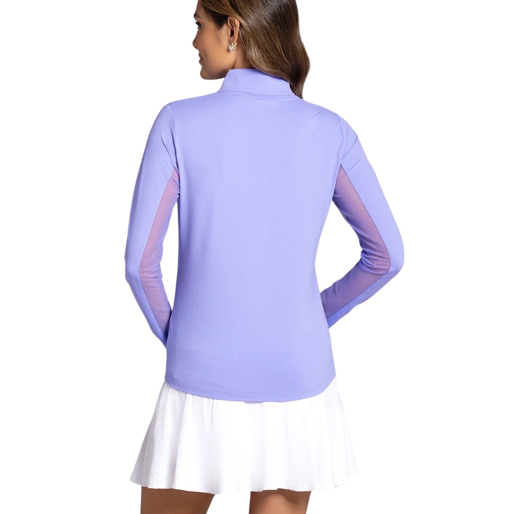 Ibkul Ladies Long Sleeve Mock Polo - Lavender