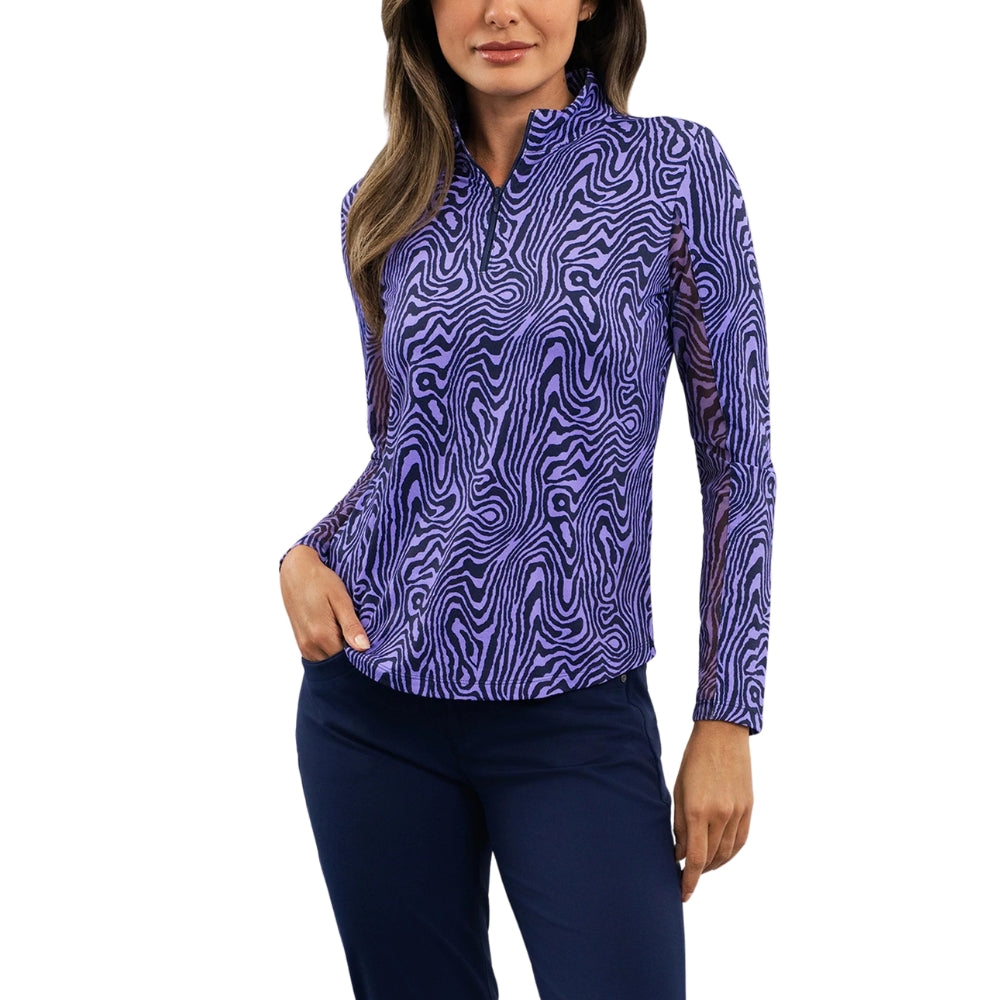 Ibkul Womens Courtney Mock Neck Polo