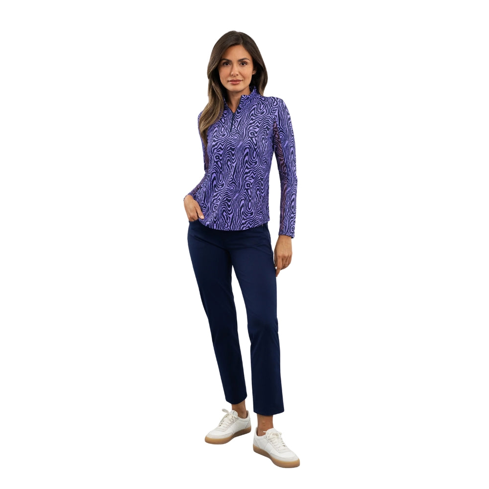 Ibkul Womens Courtney Mock Neck Polo