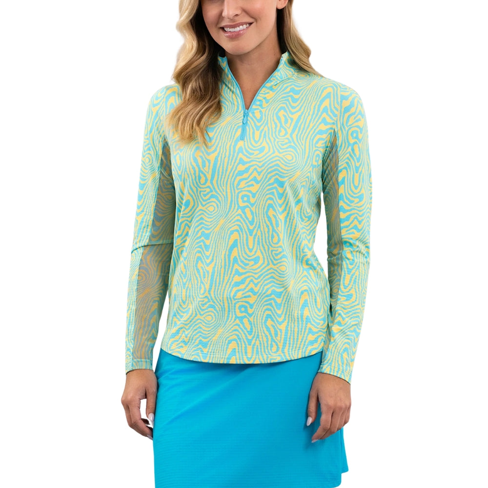 Ibkul Womens Courtney Mock Neck Polo