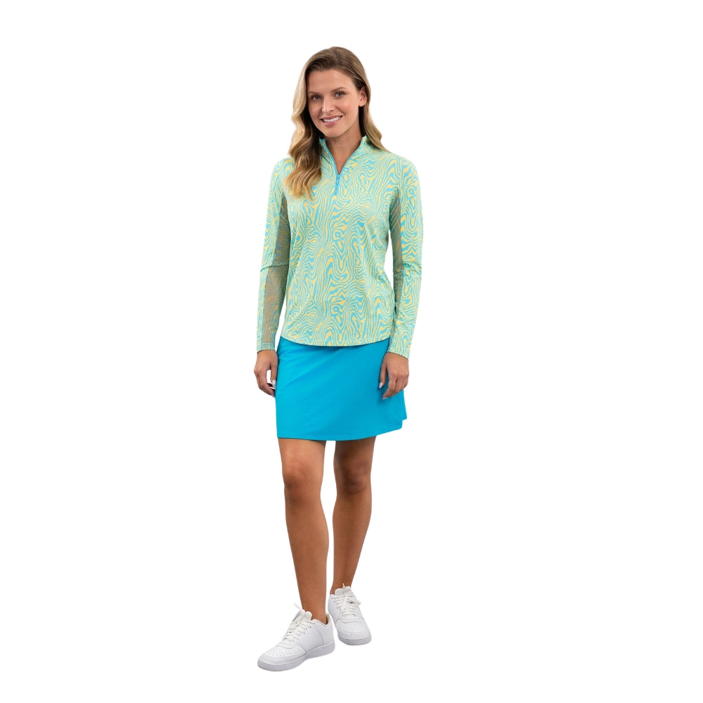 Ibkul Womens Courtney Mock Neck Polo