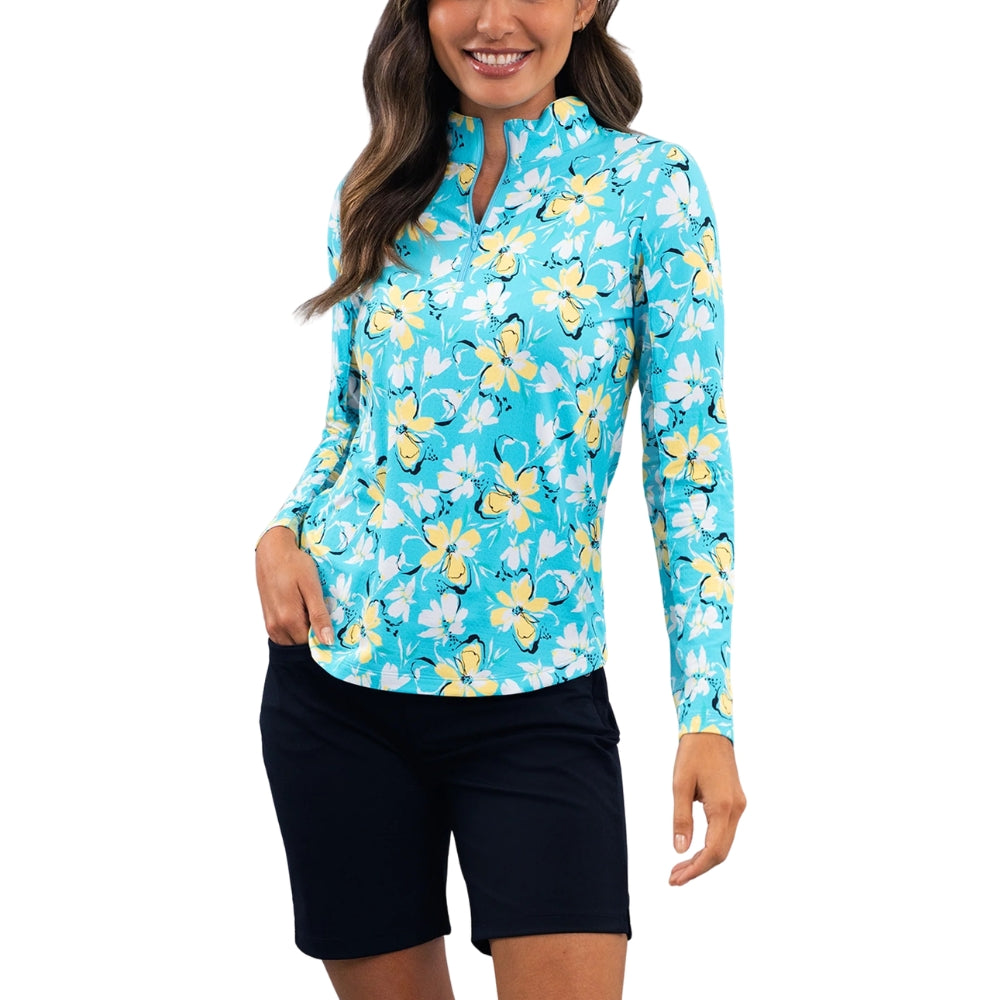 Ibkul Womens Elanor Mock Neck Polo