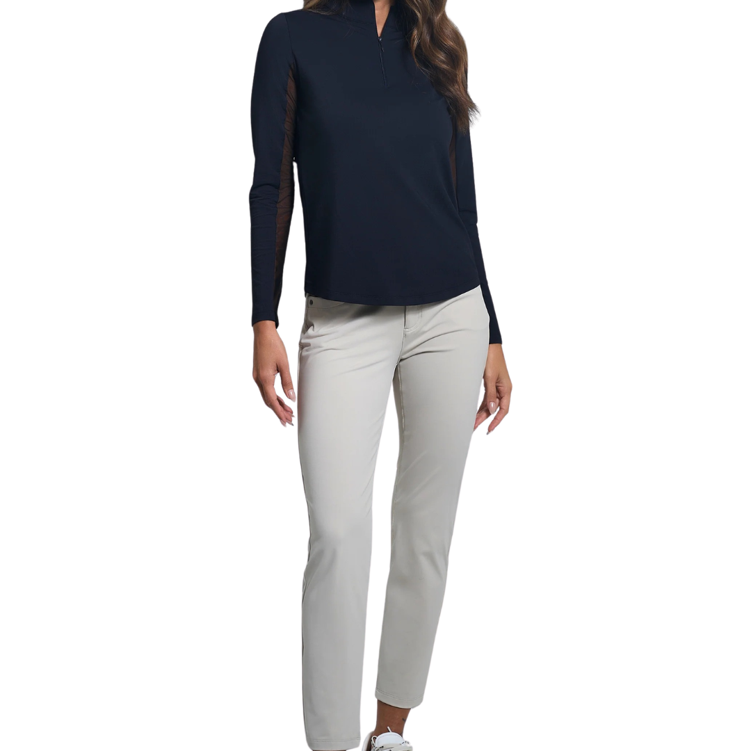 Ibkul Womens Long Sleeve Mock Polo