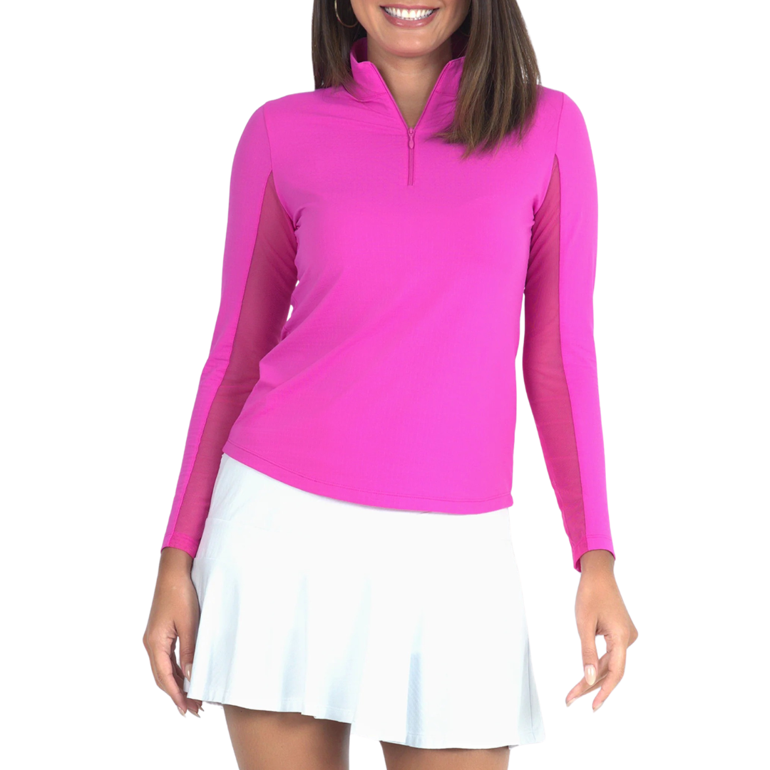 Ibkul Womens Long Sleeve Mock Polo