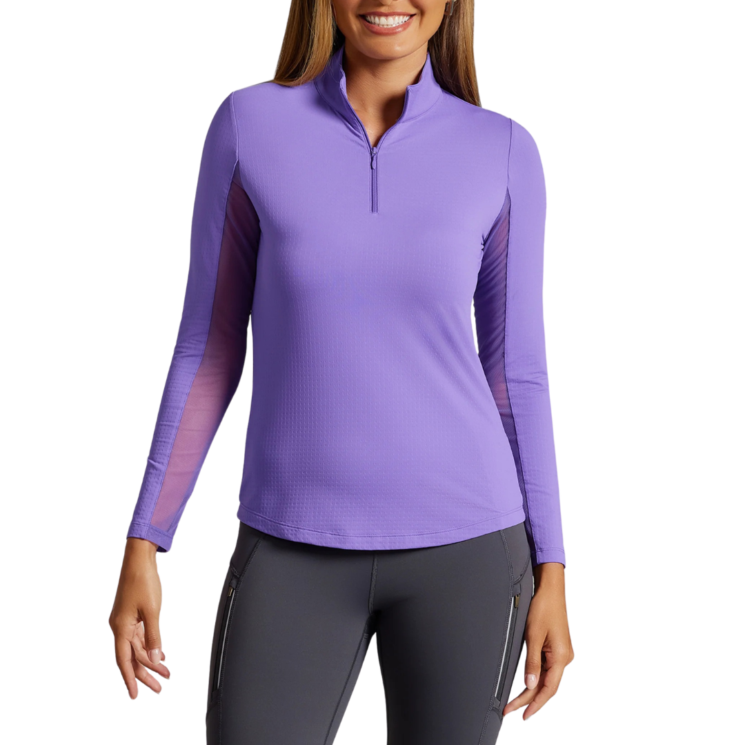 Ibkul Womens Long Sleeve Mock Polo