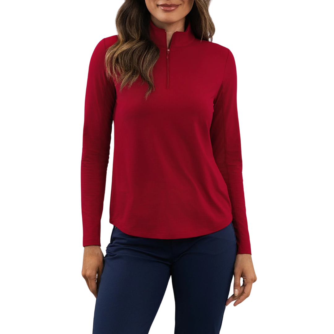 Ibkul Womens Long Sleeve Mock Polo