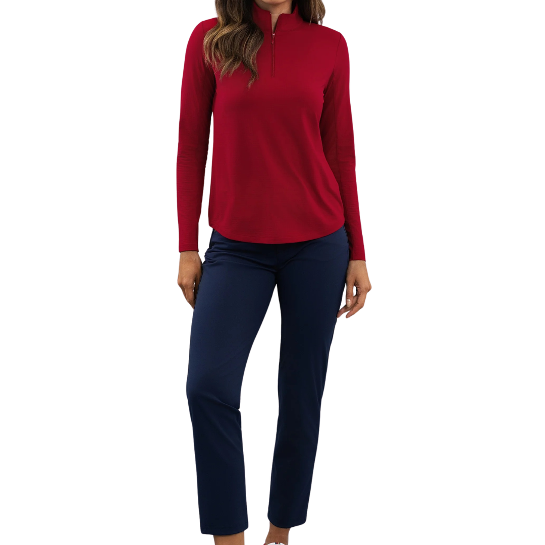 Ibkul Womens Long Sleeve Mock Polo