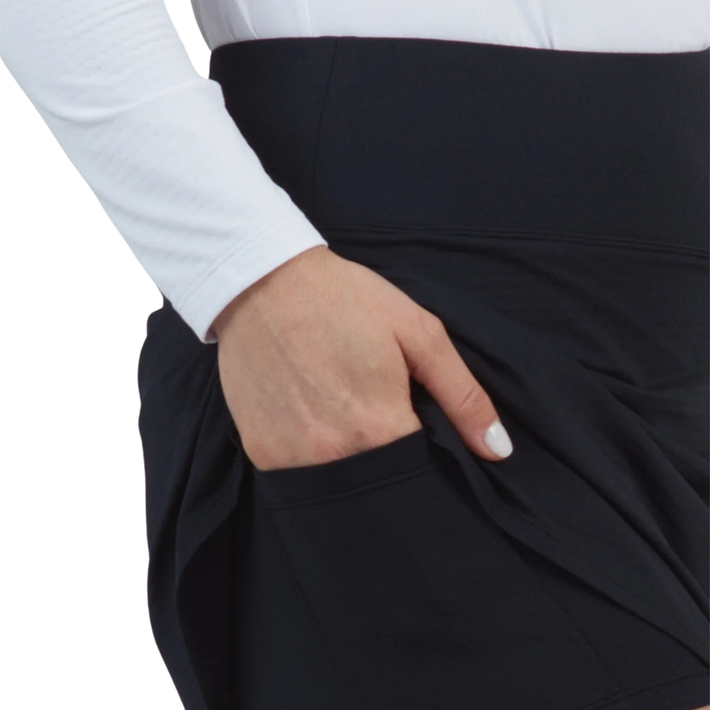 Ibkul Womens Solid Faux Wrap Skort - Black
