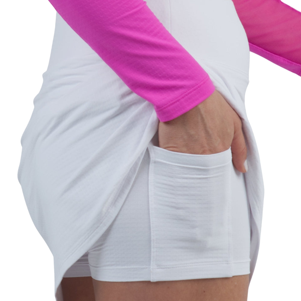 Ibkul Womens Solid Faux Wrap Skort - White