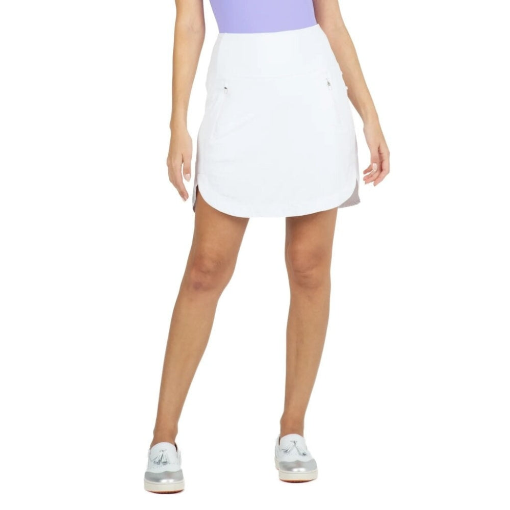 Ibkul Womens Solid Straight Skort- White