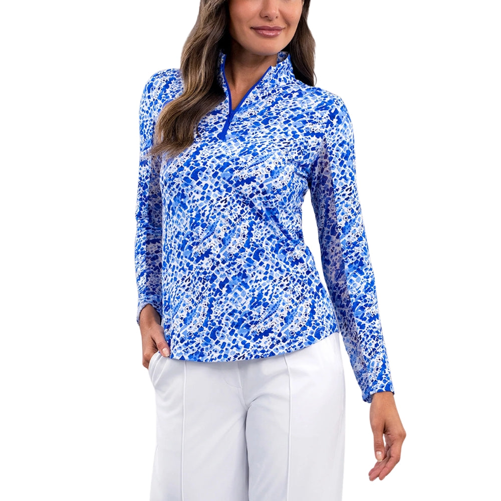 Ibkul Womens Yesenia Mock Neck Polo